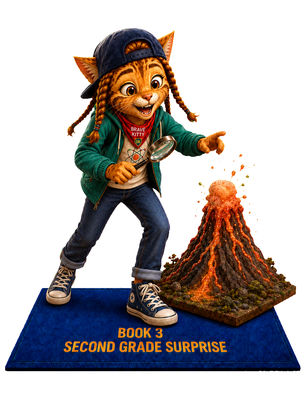 DK at Ages 7–8, stepping toward the reader from the floating Book 3 Second Grade Surprise mat